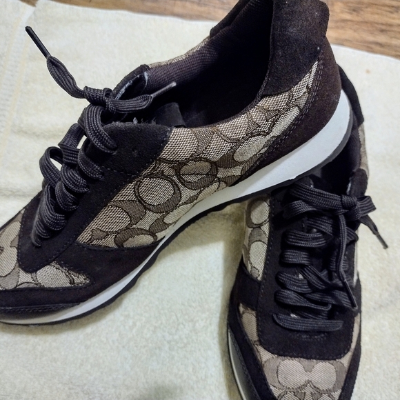 COACH SIGNATURE SNEAKERS BROWN SIZE 10 - Picture 5 of 16